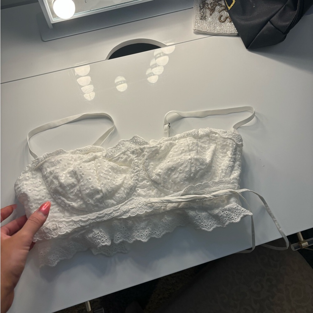 House of CB White Lace Crop Top